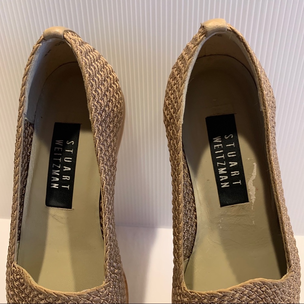 Stuart Weitzman Taupe Woven Loafers - Picture 3 of 8